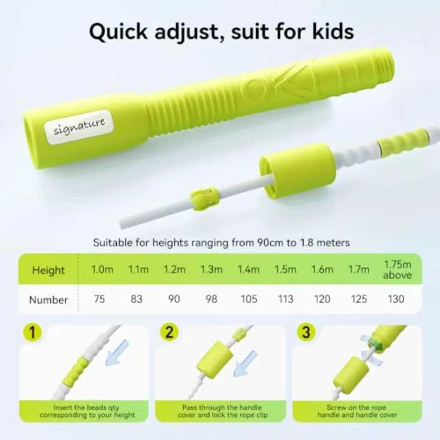 Adjustable Beaded Jump Rope with Double Bearing for at Home School Gym Tang-Free Flexible and Durable Jumping Rope for Fitness M260319
