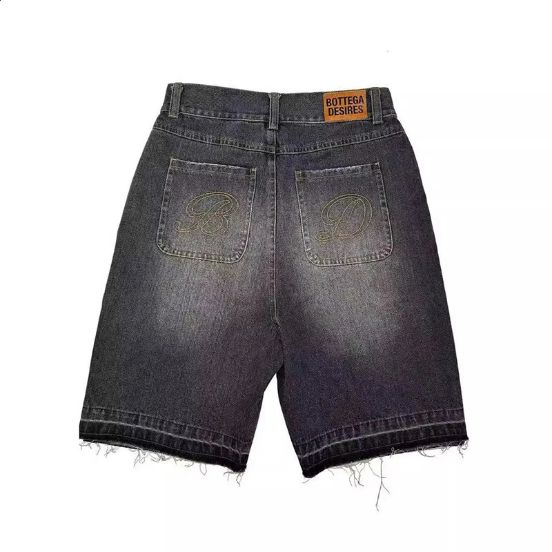 American Style Harajuku Retro Denim Shorts with Letter Embroidery Oversized Jeans Men Y2k Loose Casual Versatile Woman 260318