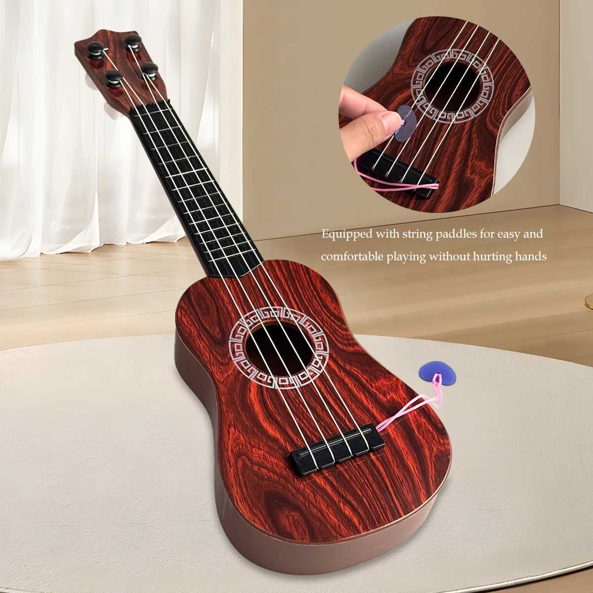 Mini Ukulele Toys 4 String Playable Enlightenment Early Education Music Toy Small Guitar Interactive Game for Kids Gifts Y260319