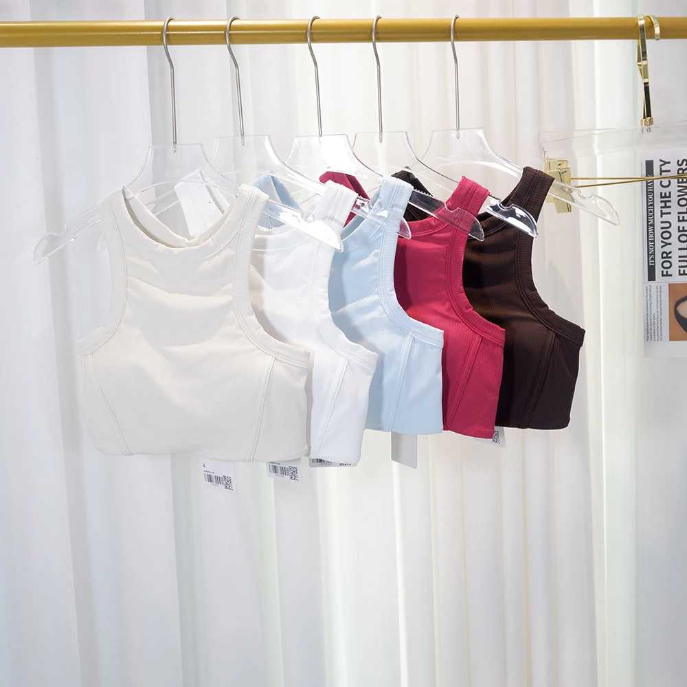 FLORA Womens ribbed vest yoga fitness back sports bra base with chest cushion shock-absorbing and anti glare collection Z20260319