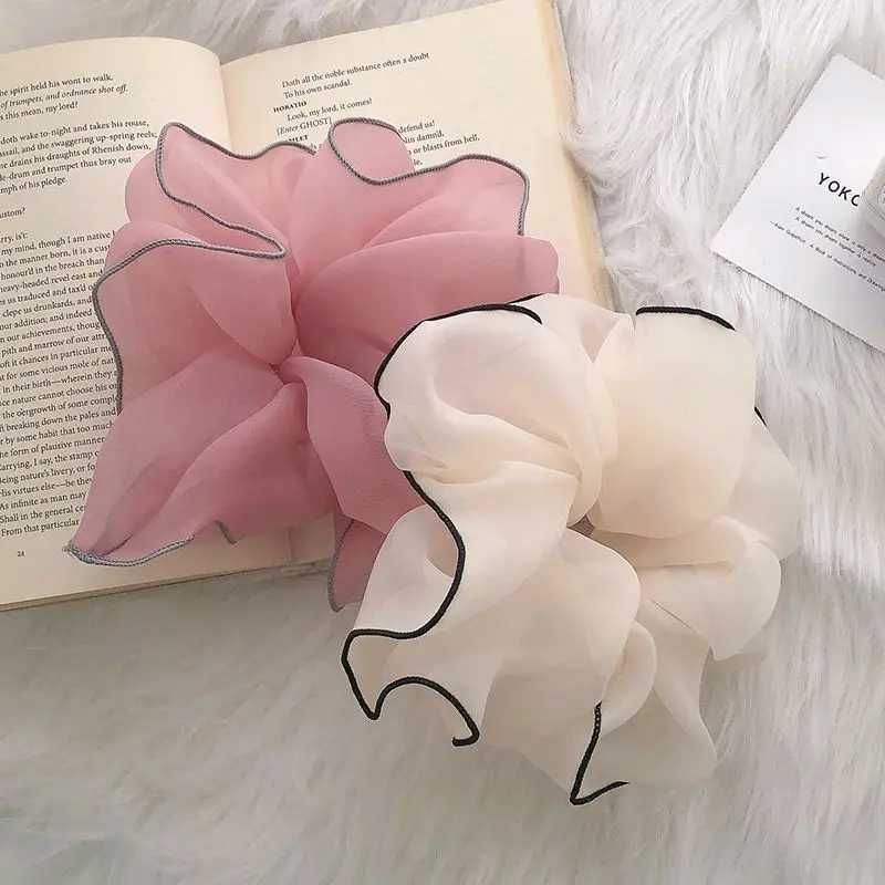 1pc Spring and summer oversized organza large intestine hair loop mesh temperament fat intestine loop lock edge headband flower H260319