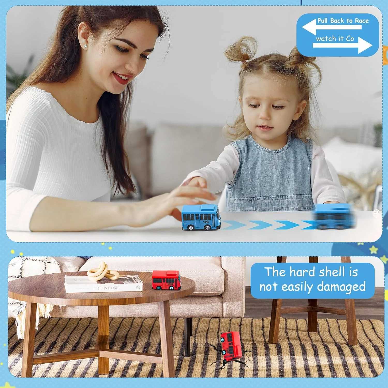 Mini Pull Back Tayo Bus Toy Set with Openable Doors Sliding Cartoon Vehicle Toy for Kids Boys Educational Traffic Playset Gift Y260319