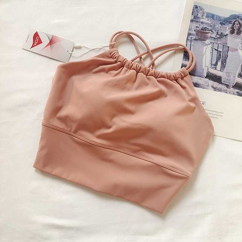 Womens Halter Neck Sports Bra - Built-in Cups Racerback High Support Moisture-Wicking Workout Fitness Yoga Top Z20260319