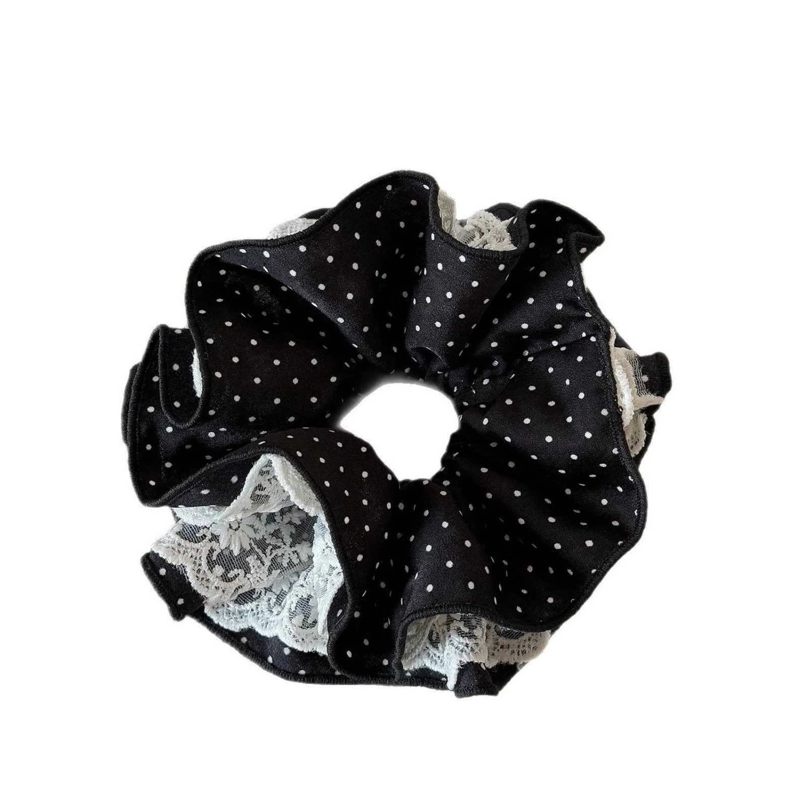 1pc Minimalist Versatile Lace Ruffled Large Scrunchie Hair Accessory with High-End Feel 2025 New Style H260319