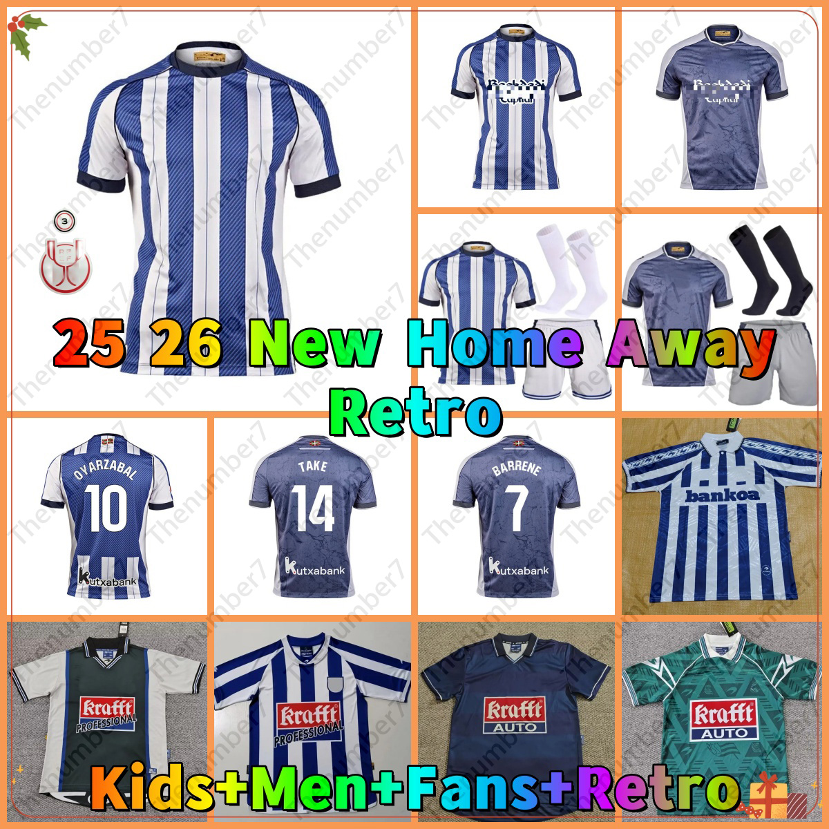 2025 2026 Real Sociedad Soccer Jerseys OYARZABAL ZUBIMENDI BARRENE OSKARSSON Real Sociedad Retro jersey ZAKHARYAN TAKE del Re Cup Football Shirt Men kids kits