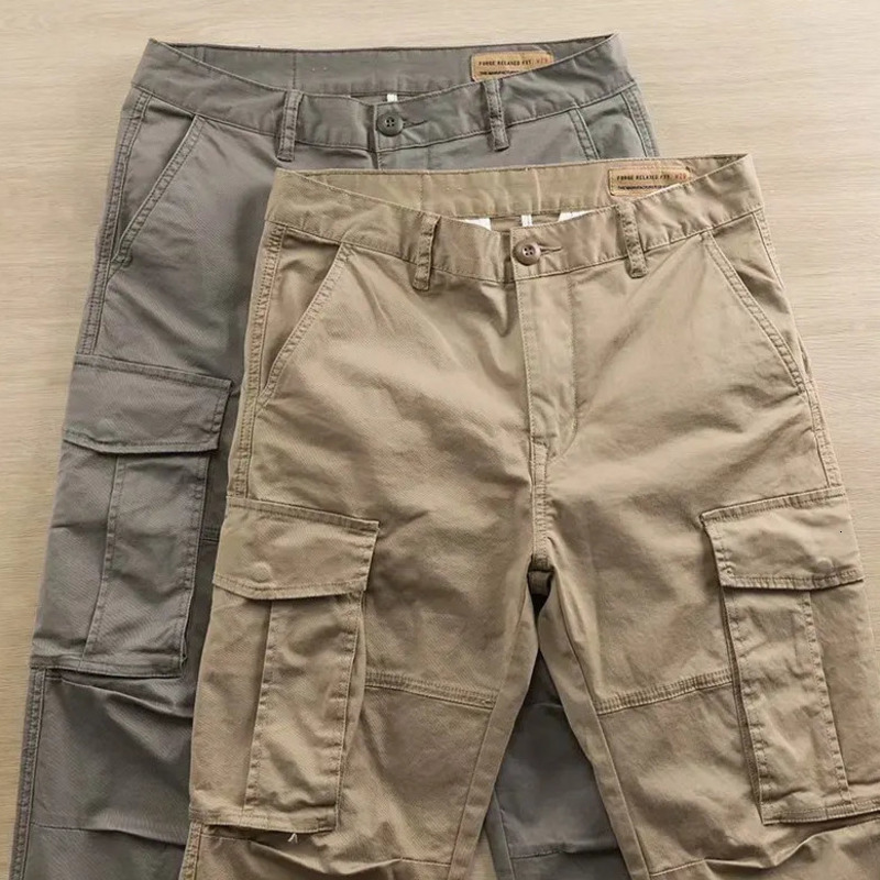 Men's Pants Autumn Mens Multipocket Cargo Pants Loose Straightleg Casual Outerwear For Construction Work Men's Clothing Free Shipping