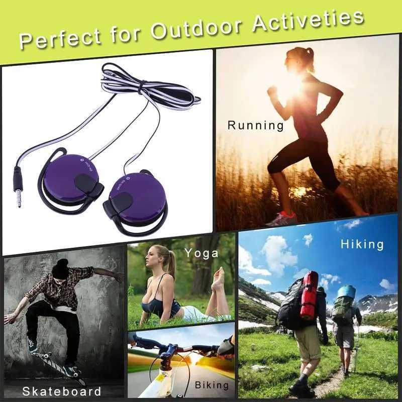 Clip On Earphones Wired Earphone Heavy Bass Universal 35mm Plug Wired Clip On Ear Sports Headphone Running Hiking Exercising D260319