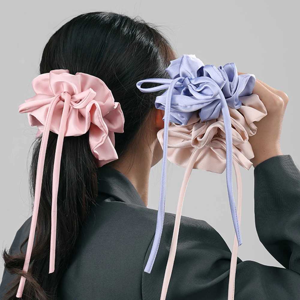 Bow Ribbon Hairbands Long Elastic Sweet Scrunchies Flowers Hair Tied Bands Head Rope Women Korean Girl Ponytail Hair Accessories H260319