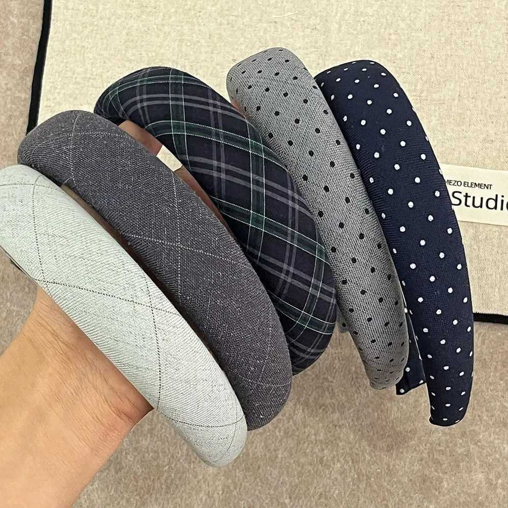 Korean Style Fashion Padded Hairband Simple Plaid Dot Headband Elegant Cotton and Linen Hair Hoop Quality Women Hair Accessories H260319