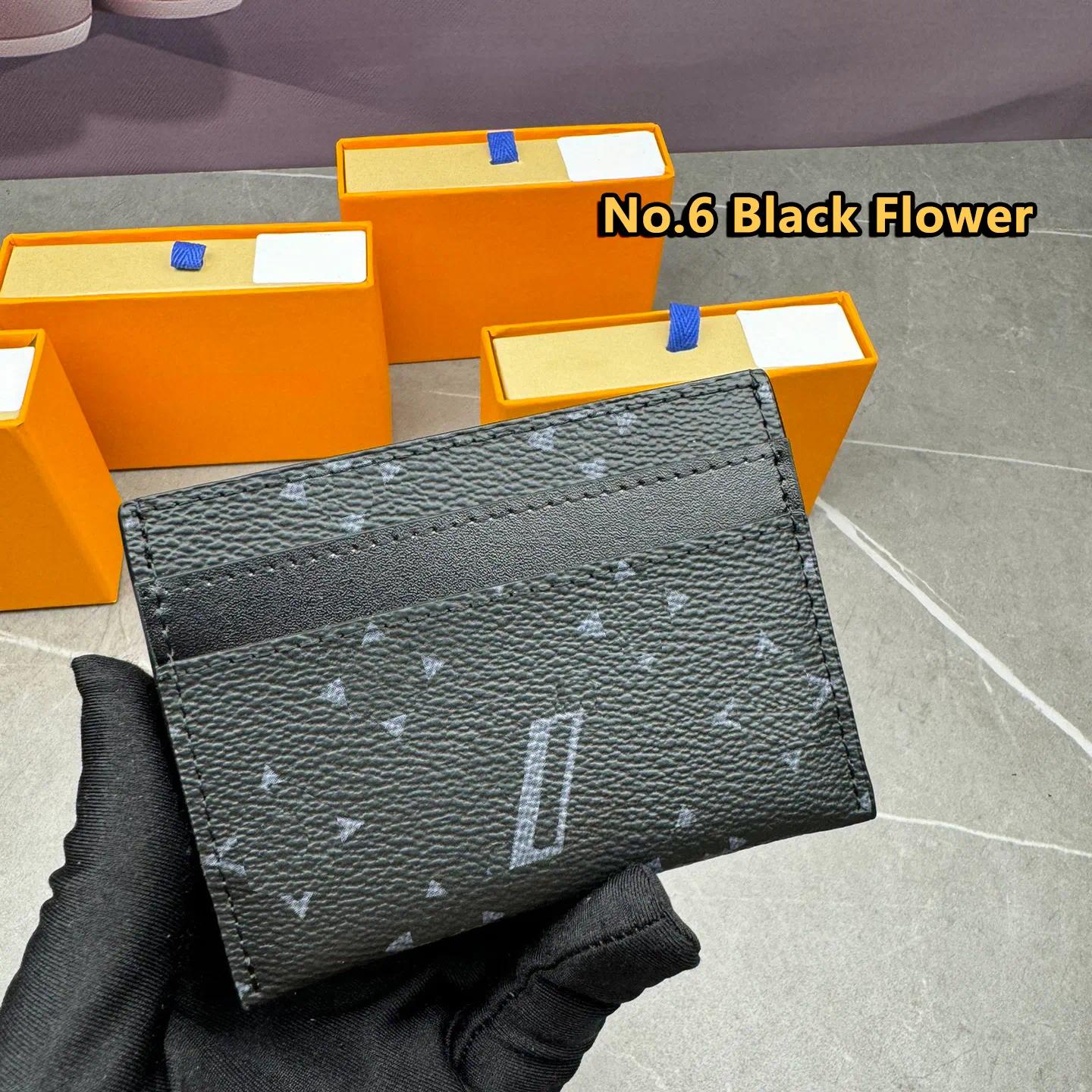 10A Designer Leather credit Card Holder Metal flower decoration Wallet Short Case evuitunns business card Purse Brown Women Men Key Coin Famous box