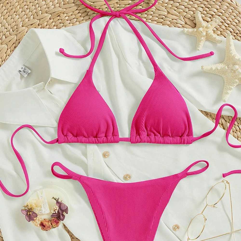 Customized womens new lace-up bikini swimsuit European and American sexy beach hot spring swimsuitT260318