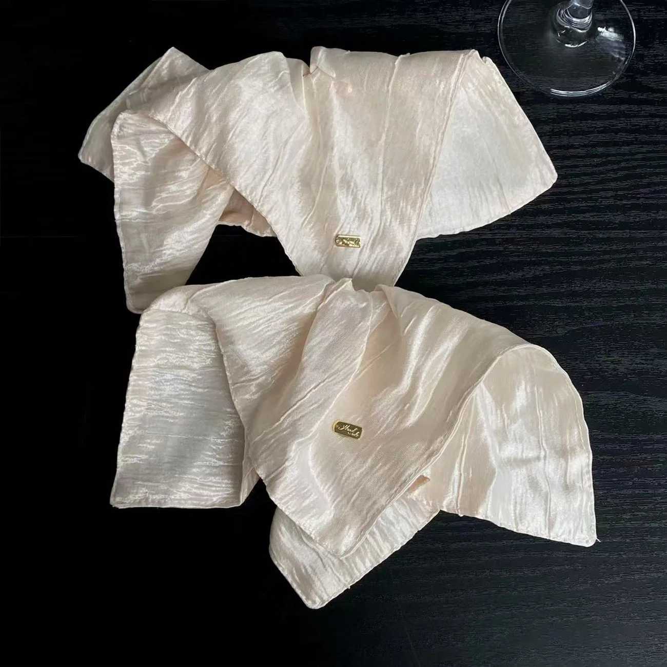 1PC Fashionable Elegant Champagne Gold Hair Scrunchie Scarf - High-end Simple Daily New Style Hair Tie for Ponytail H260319