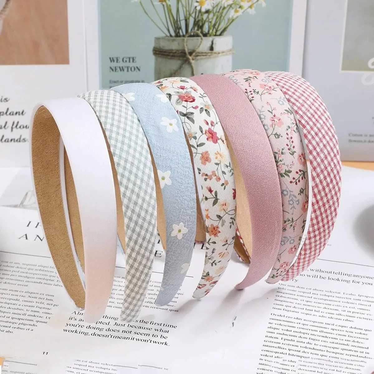 7Pcs Fashion Women Hair Band Floral Print Headbands Girls Simple Hairband Printed Hair Hoop Female Hair Accessories Headwear H260319
