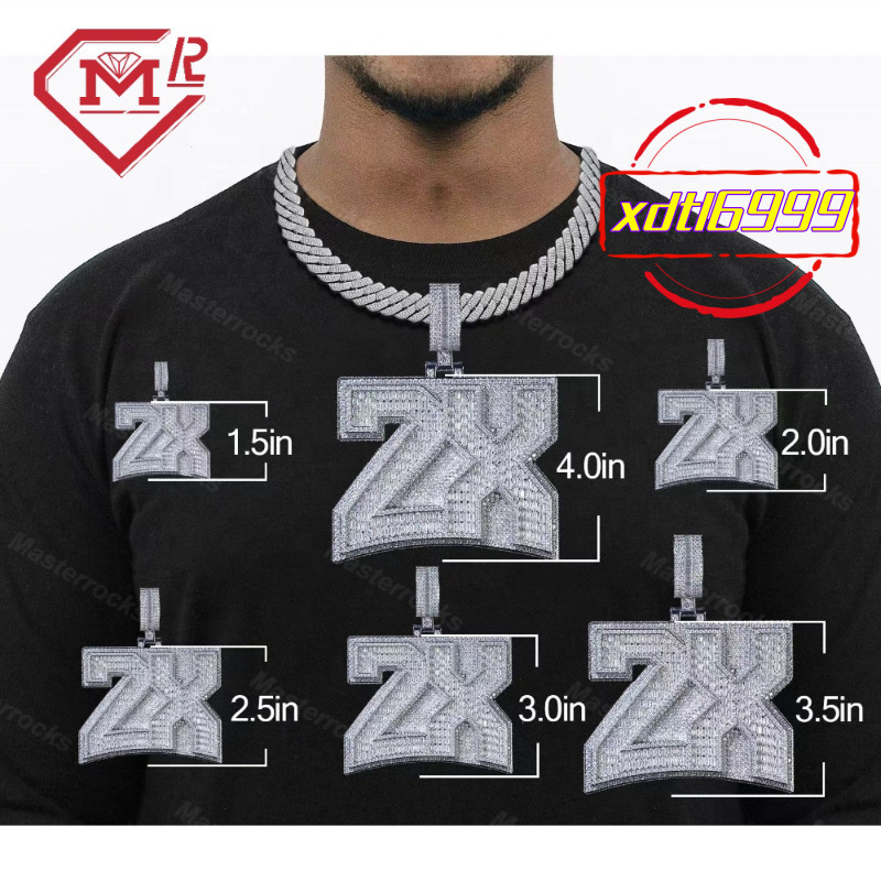 Luxury Mossanite Pendant Hip Hop 925 Sterling Silver Iced Out Baguette Owls Men Vvs Custom Moissanite Pendant