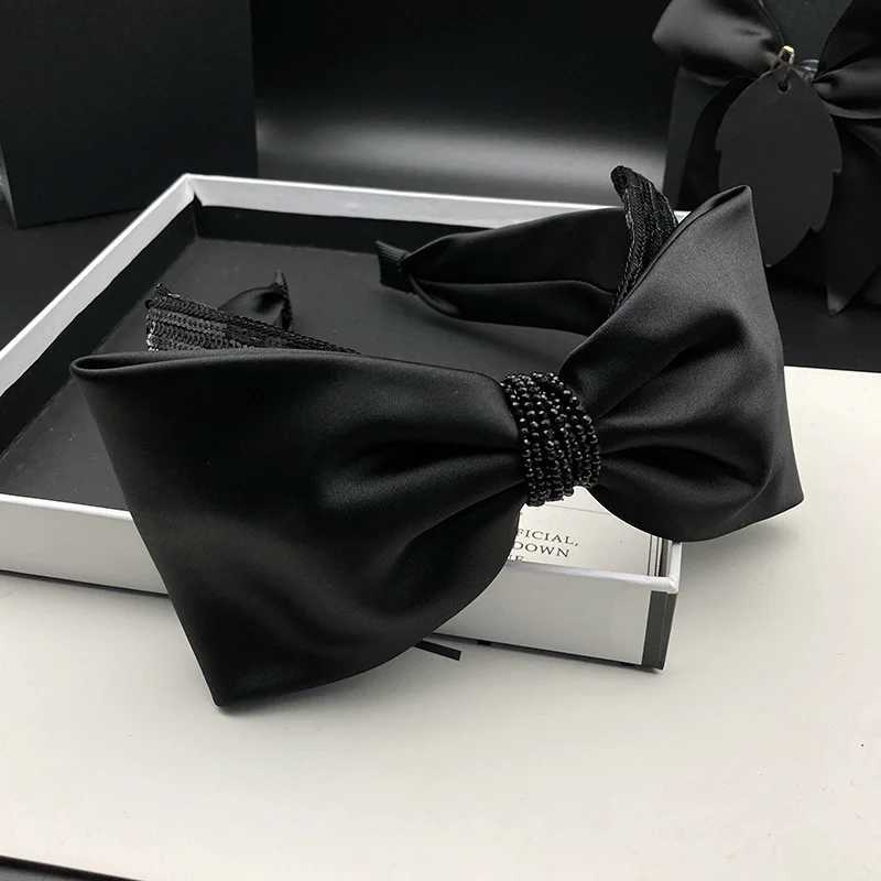 Black satin hairpin headband for women wrapped with black crystal high skull top pressed hair face wash headband H260319