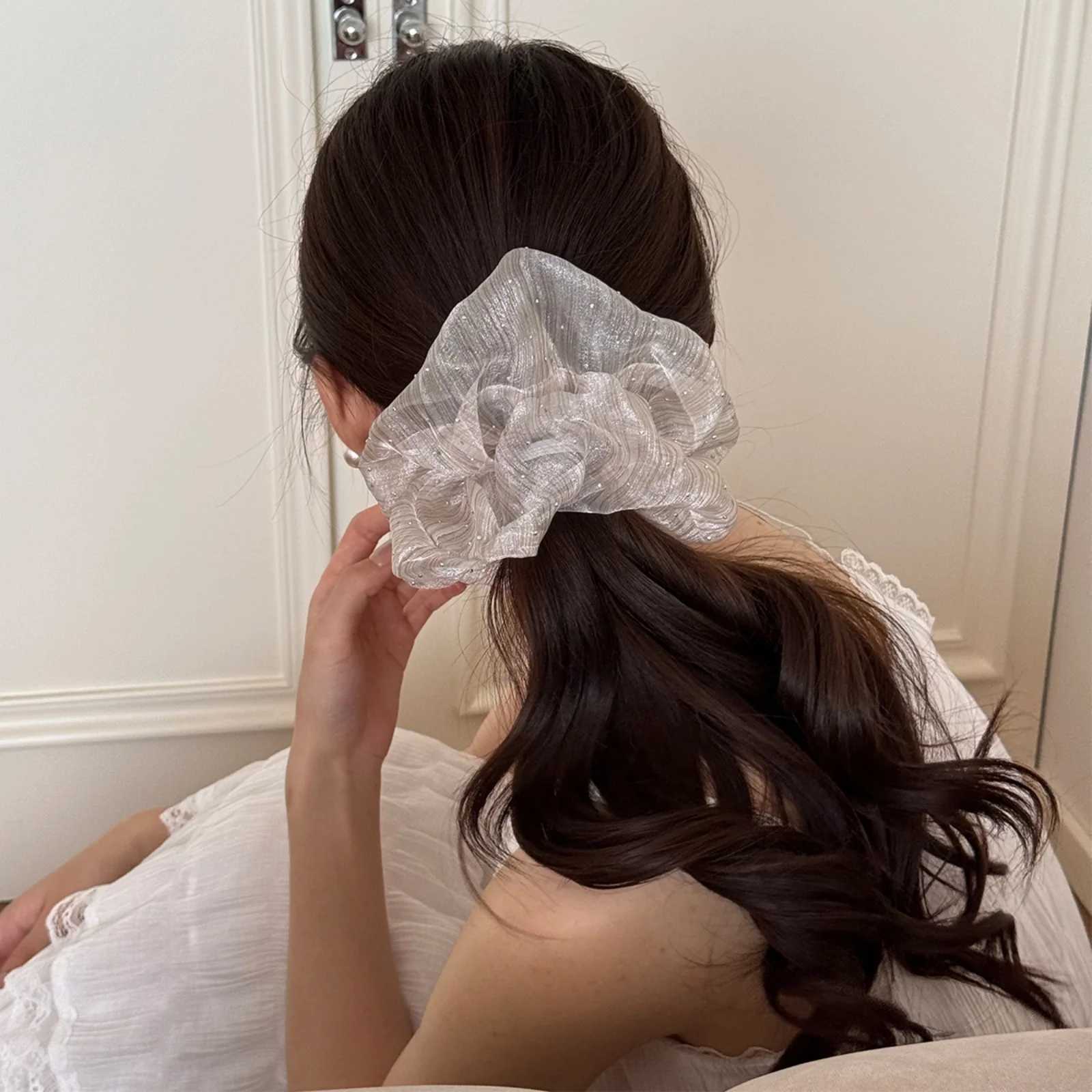 1Pc Sheer Glitter Scrunchies Set Elegant Organza Hair Ties Chic Hair Accessories for Women H260319
