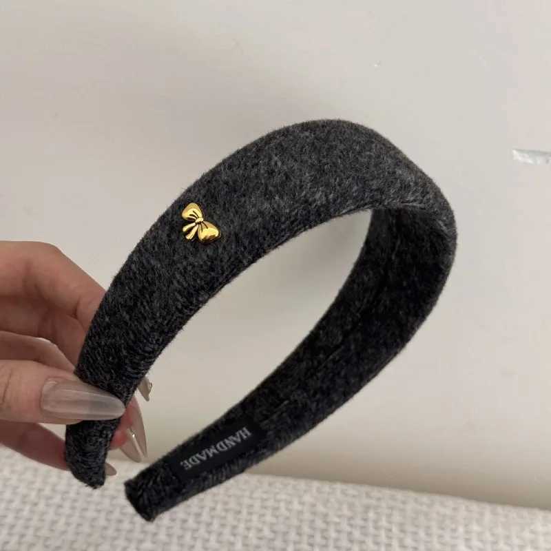 Adult Lazy Old Money Style Wide Edge Headband Retro Suede High Skull Top Hair Accessories Show Small Face H260319