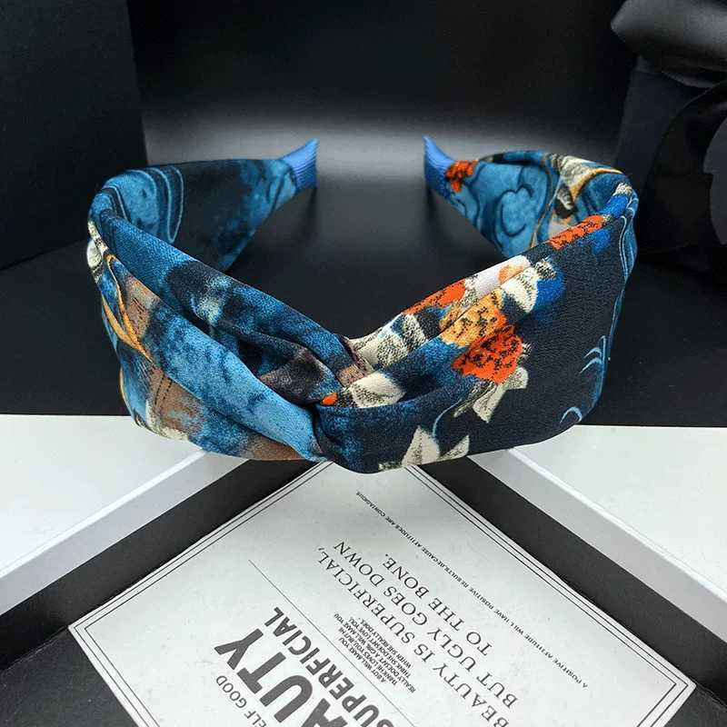 High end printed hair clip female adult fashion new style hair tie headband wide edge pressed hair wash headband H260319