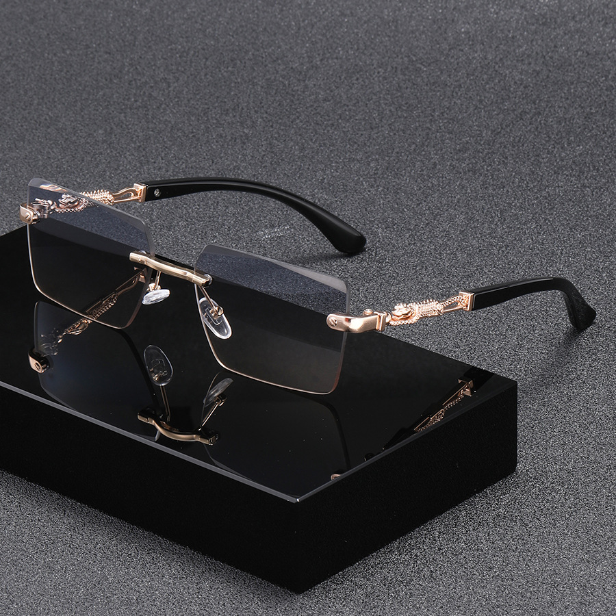 Luxury Brand Designer Sunglasses European And American Style Frameless Leopard Decor Sunglasses New Square Fashion Sunglasses