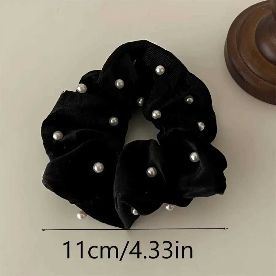 1/2pcs Black Velvet Imitation Pearl Decoration Light Luxury Headband Women Daily Curly Hair Elegant Texture Fashionable H260319