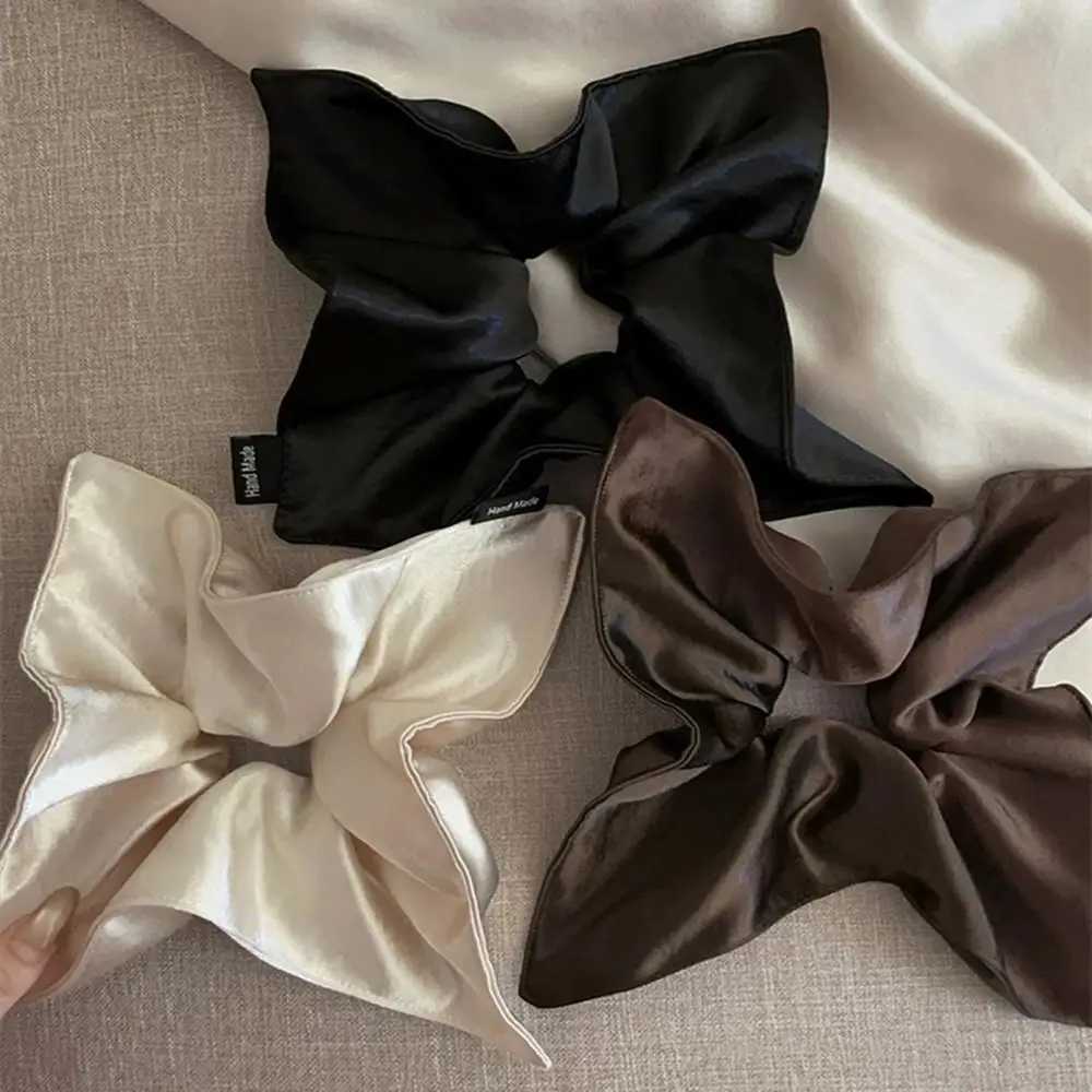 Korean Satin Silk Square Scrunchies Solid Color Elegant Hair Bands Women Girls Ponytail Holder French Hair Ties Hair Accessories H260319
