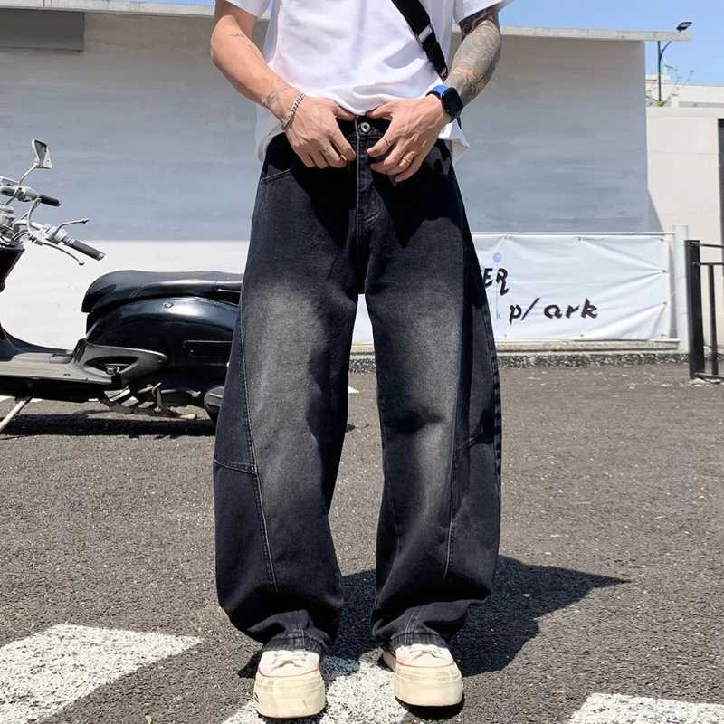 Mens Baggy Lantern Wide Leg Jeans Vintage Washed Denim Pants Loose Streetwear Casual Trousers for Spring Autumn Daily Outdoor M260319