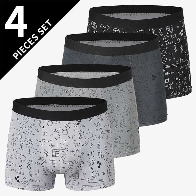 4 Pack Europe and America Size MENS Solid Color Sexy Boxer Underwear Antibacterial Breathable plus Size MENS Shorts Underwear D2603191