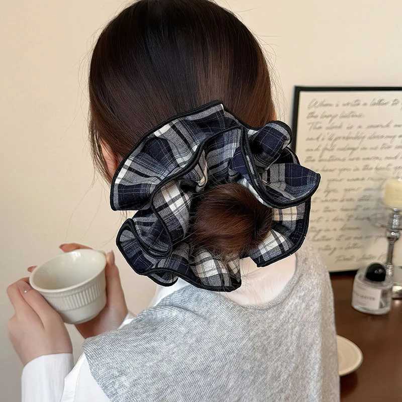 Korean-Style Four-Layer Stitched Plaid Scrunchie For Women Versatile Hair Tie And Hair Accessory H260319