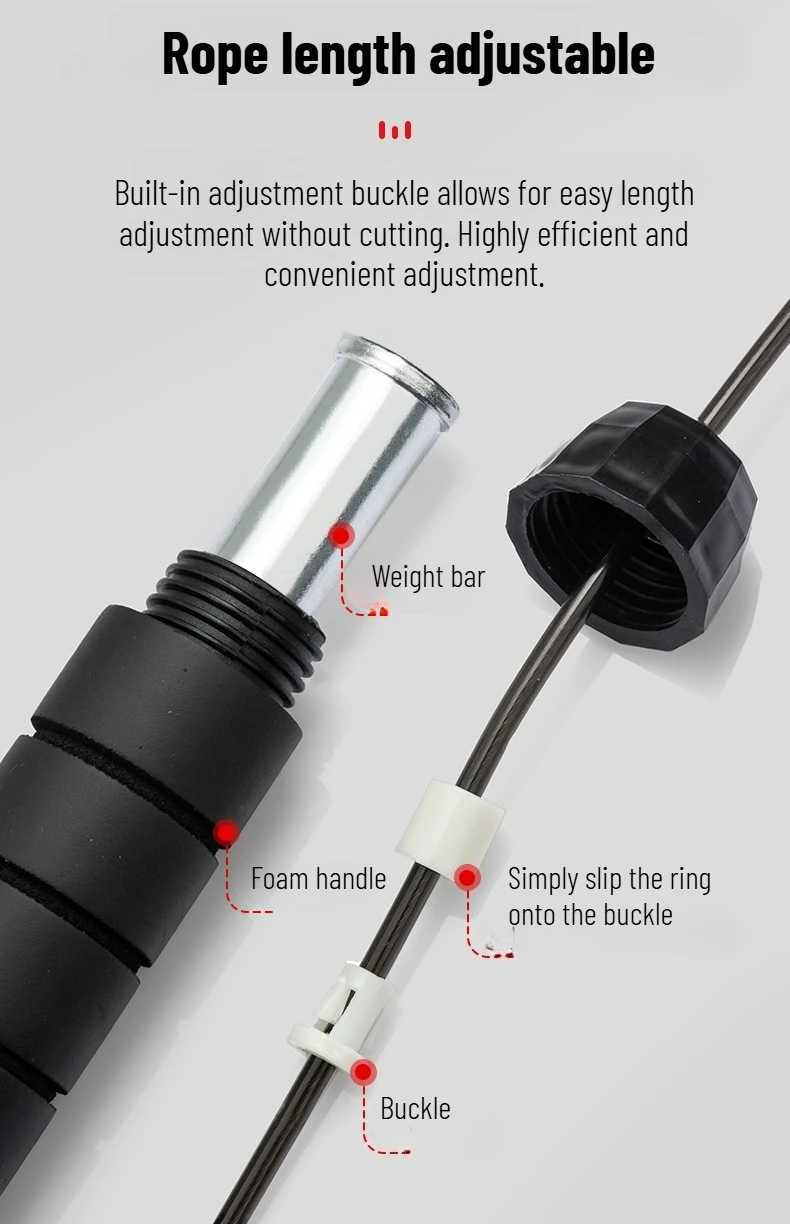 Adjustable Tangle-Free Speed Wire Jump Rope Workout with Foam Handles for Fitness Home Workouts and Slim Body M260319