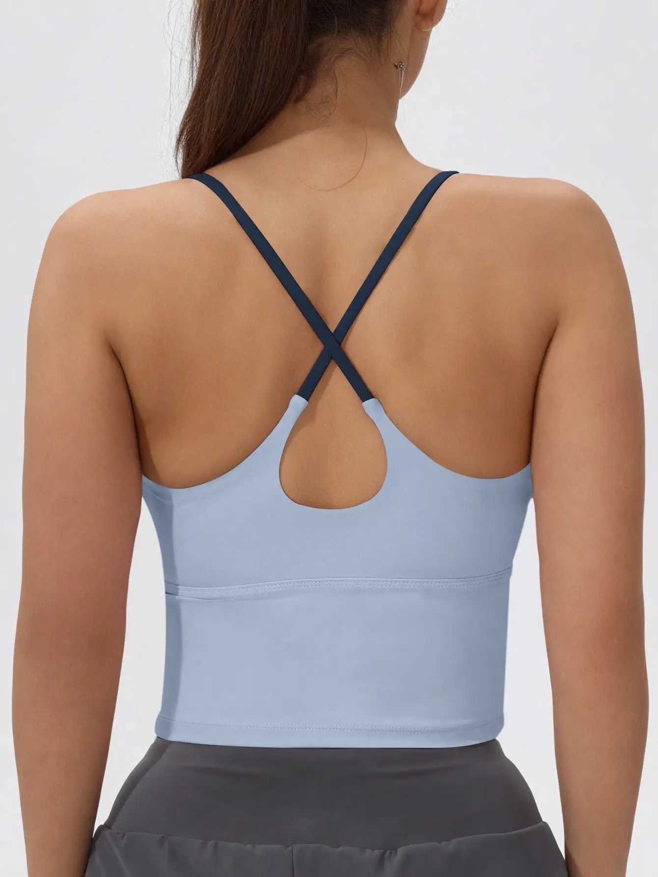 FItfemme Womens Crisscross - Back Sports Tank Top - Quick - Dry with Padded Cups - Ideal for Yoga Gym Running Z20260319