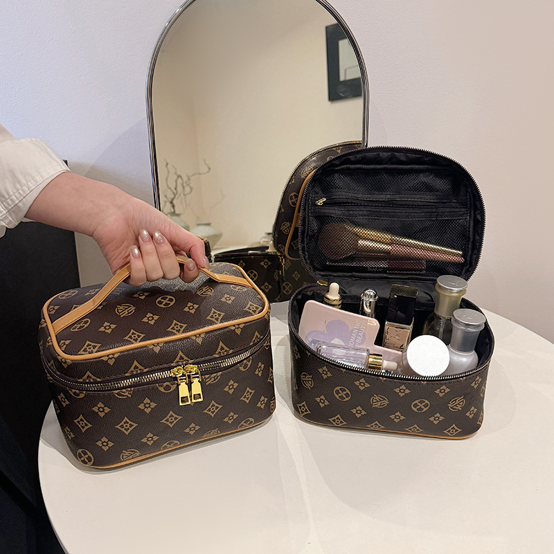 Printed makeup bag, new large-capacity storage bag, portable travel and business cosmetic storage pouch, multi-functional hand-held toiletry bag, luxu