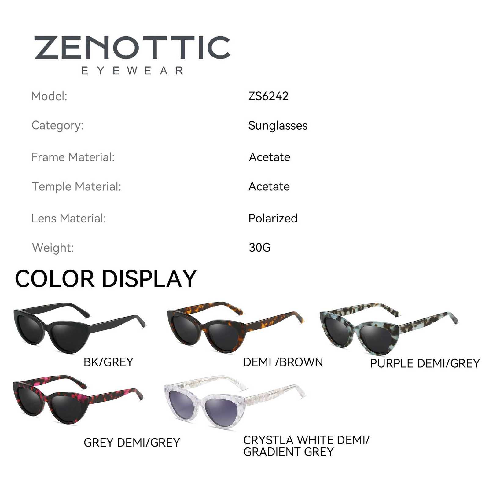 ZENOTTIC Fashion Cat Eye Polarized Sunglasses Handmade Acetate UV400 Protection Sun Glasses Shade for Women Gift Travel H260319 - view 3