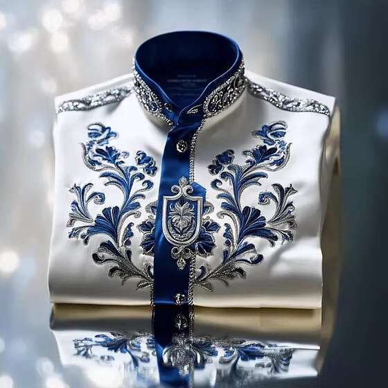 2026 Foreign Trade European American Satin Fabric Spring And Autumn New Casual Trendy Men's Long Sleeve 3D Digital Printed Shirt