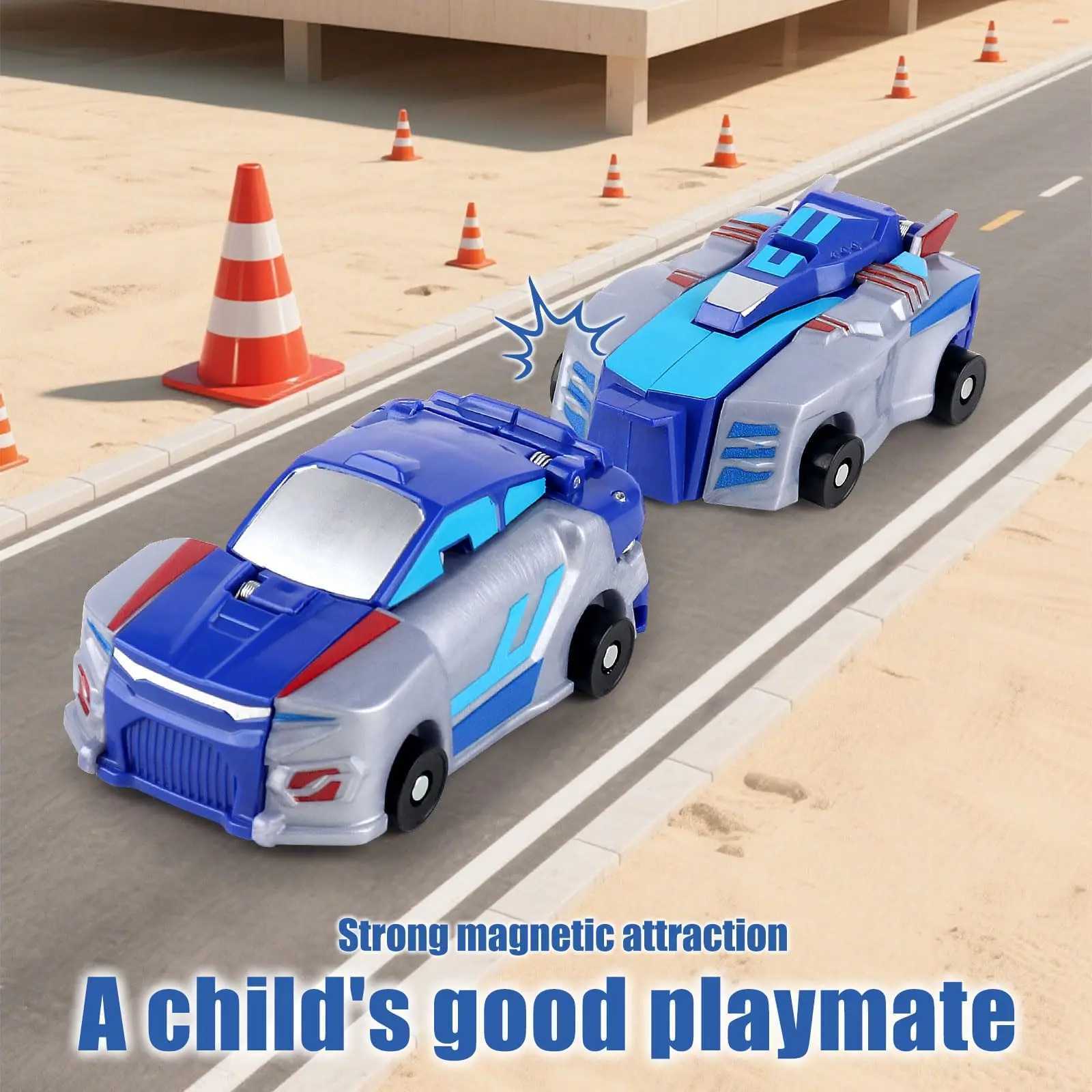 Magnetic 2-in-1 Transforming Car Toy for Kids Unicorn Dinosaur Robot DIY Impact Deformation Racing Educational Gift Y260319