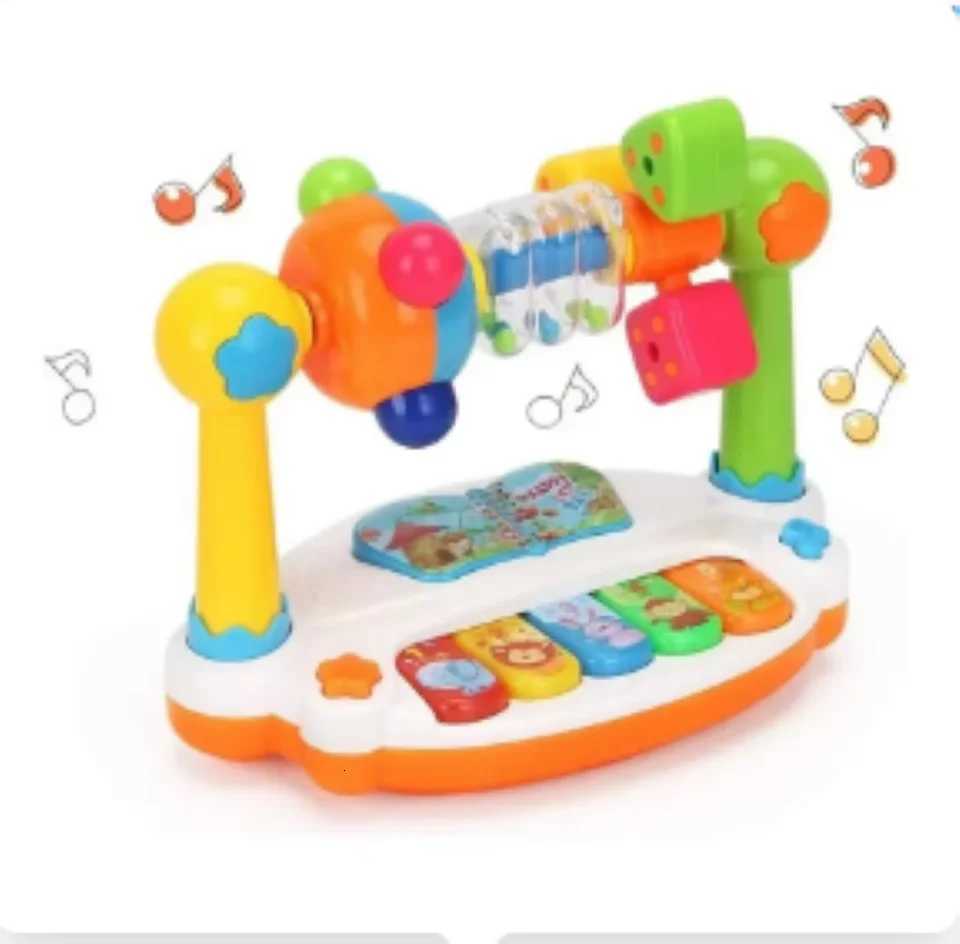 Baby Piano Toys Kids Rotating Music Piano Keyboard With Light Sound Musical Toys For Toddlers Early Educational Music Toy Gifts Y260319