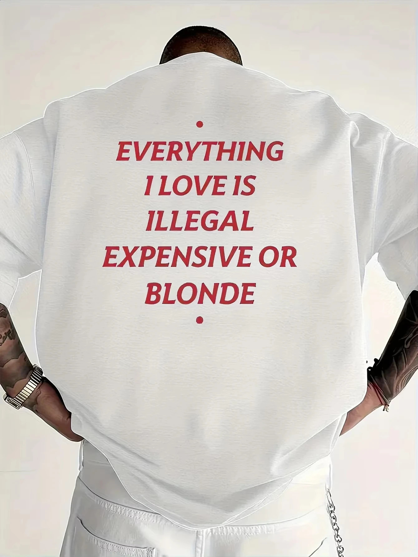 2026 Funny Everything I Love Is Illegal Men Breathable Print Short Sleeve Streetwear Mens T Shirt Top 260316
