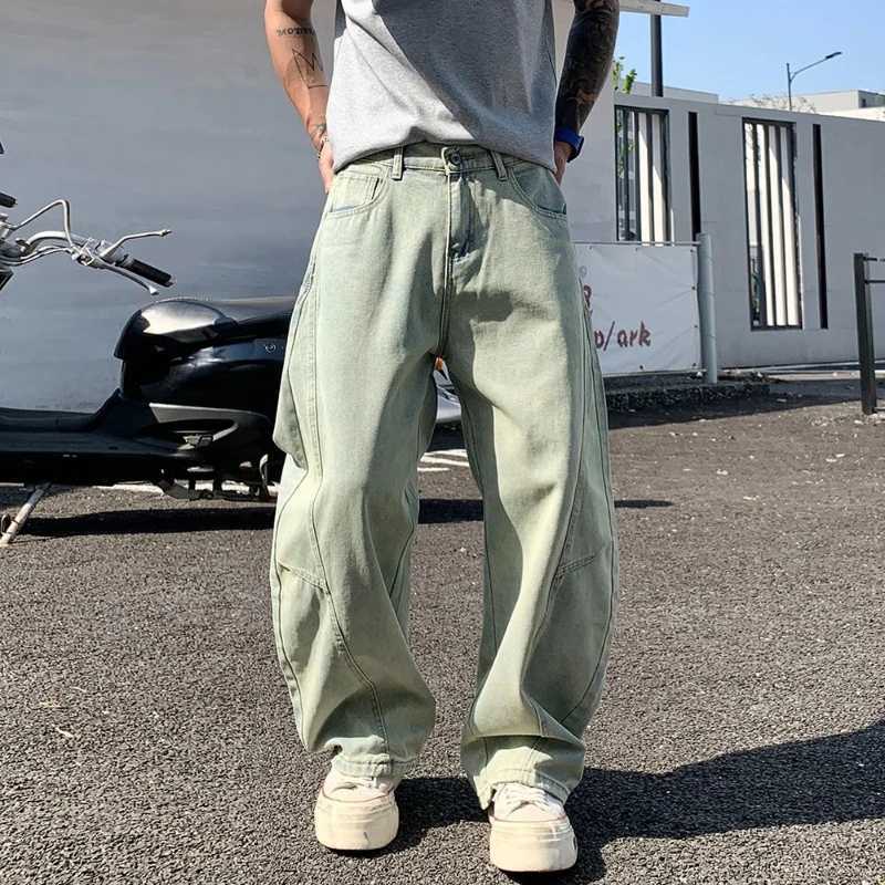 Mens Baggy Lantern Wide Leg Jeans Vintage Washed Denim Pants Loose Streetwear Casual Trousers for Spring Autumn Daily Outdoor M260319