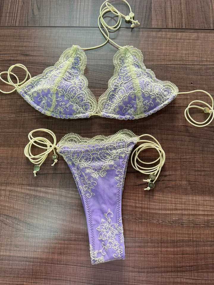 ZRTAK Micro Thong Triangle Swimwear Sexy Lace Bikini Set 2025 Swimsuit Women 2 Piece Beachwear Bandage Bathing Suits Beach WearT260318