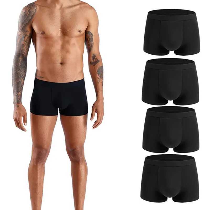 4pcs Men Boxer Briefs - Soft Breathable Stretchy Black Underwear Casual Attire Comfortable Everyday Shorties Everyday Underwear D260319