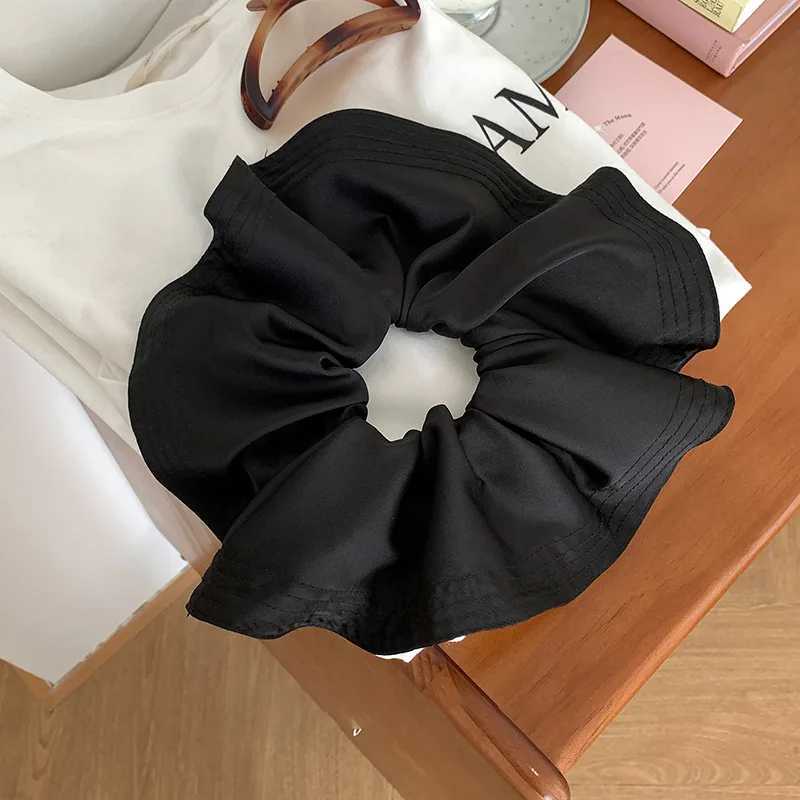 New Fabric Black Pleated Large Hair Ties for Women Scrunchies Temperament Herben Style Personality Fashion Ponytail Accessories H260319