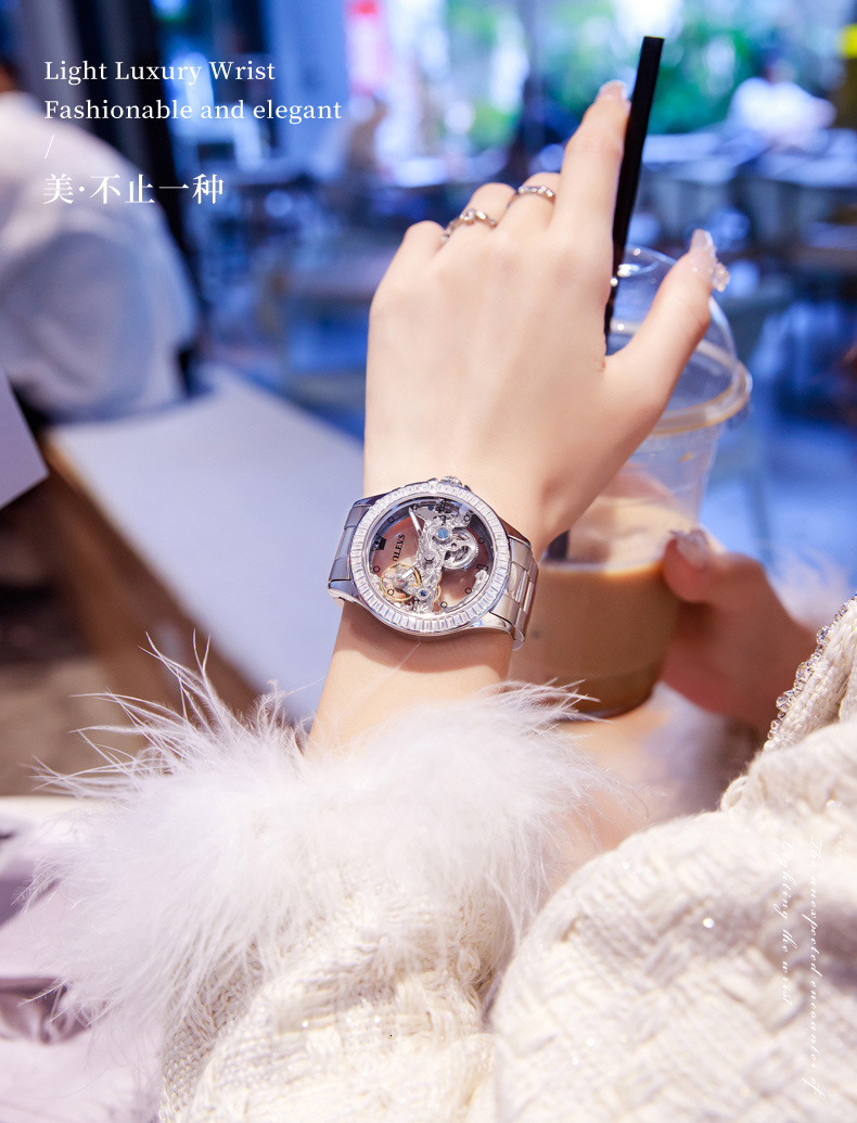Watches Men Designer Watch Fashion Ouly Brand Watch Direct Sales Personalized Fashion Hollow Diamond Waterproof Leather Strap Women's Watch