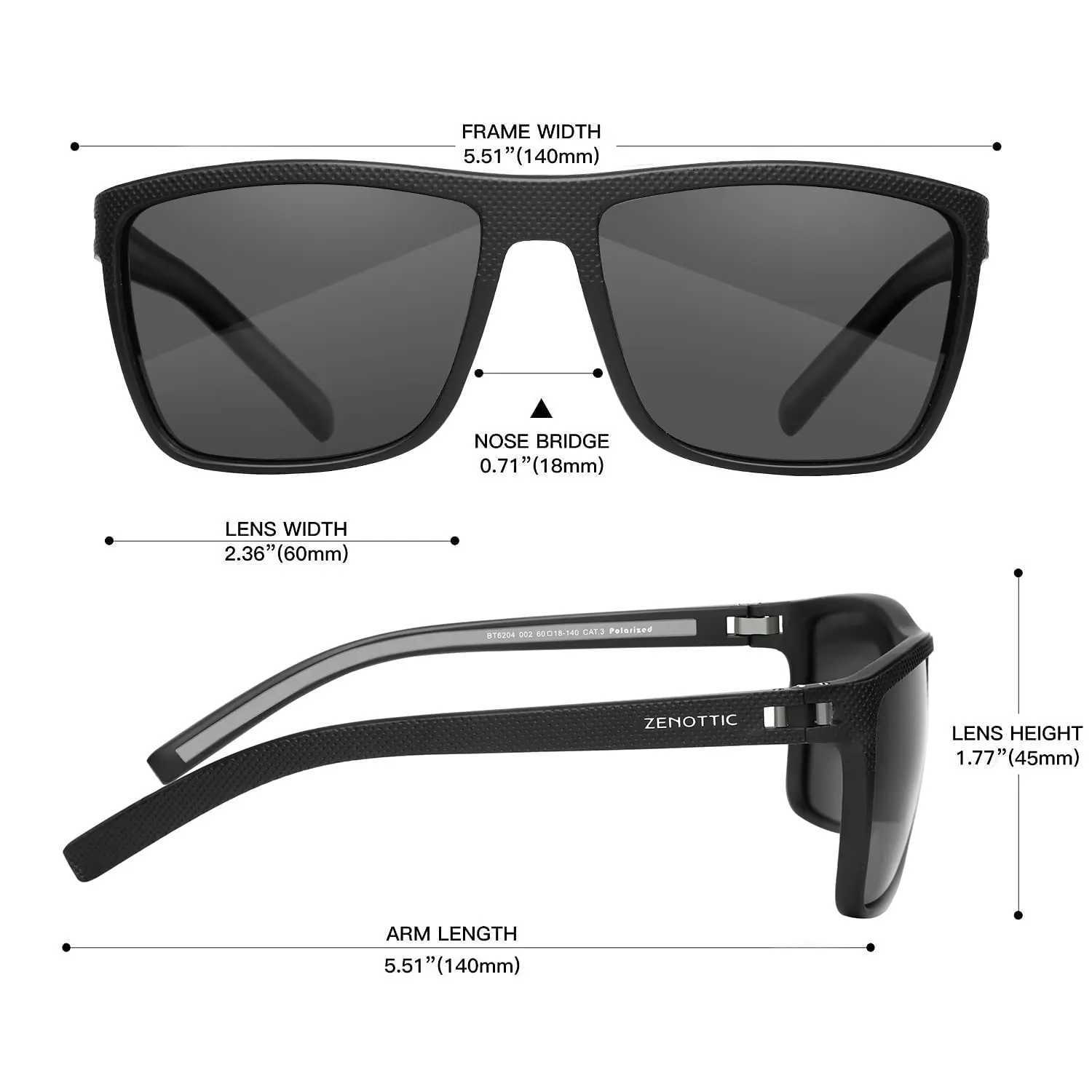 ZENOTTIC Retro Square Polarized Prescription Sunglasses Fashion Lightweight TR90 Progressive Optical Sun Glasses for Women Men H260319 - view 6