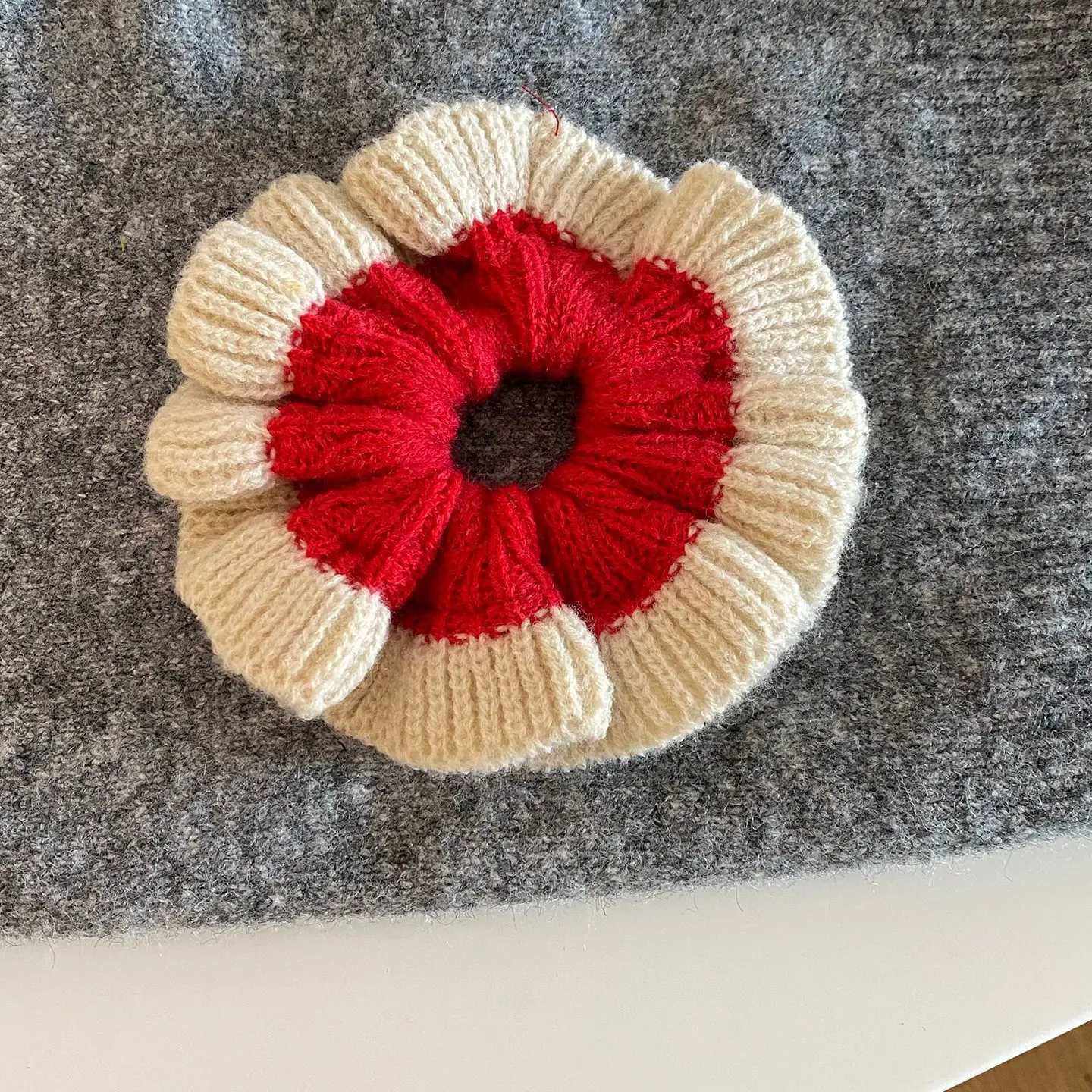 1PC Large Knitted Hair Scrunchie Women Color-block Wide Edge Band Fashion Hair Tie Elastic Ponytail Accessories Elegant Headwear H260319