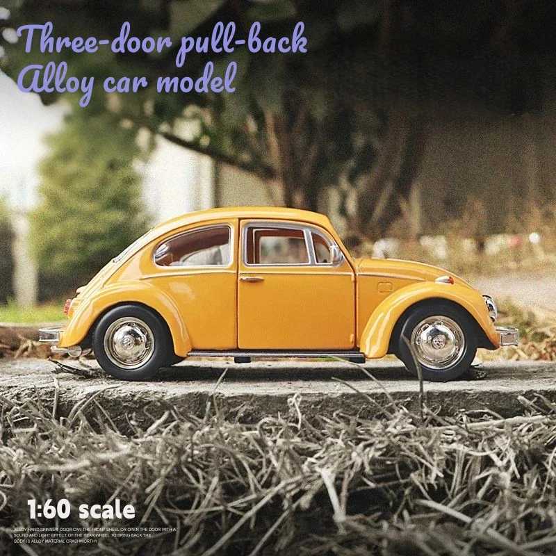 Beetle Classic alloy car model mini simulation three-door pull-back alloy car toy birthday gift for adults and kids 160 scale Y260319