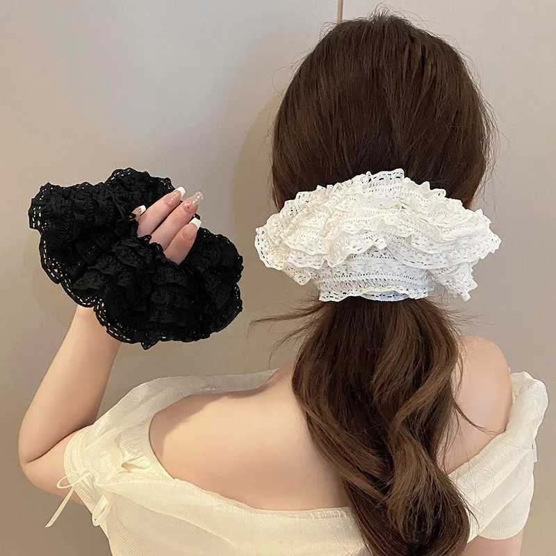 Fabric Lace Flower Edge Hair Ring Cute and Sweet Korean Style Scrunchie Hair Accessories H260319