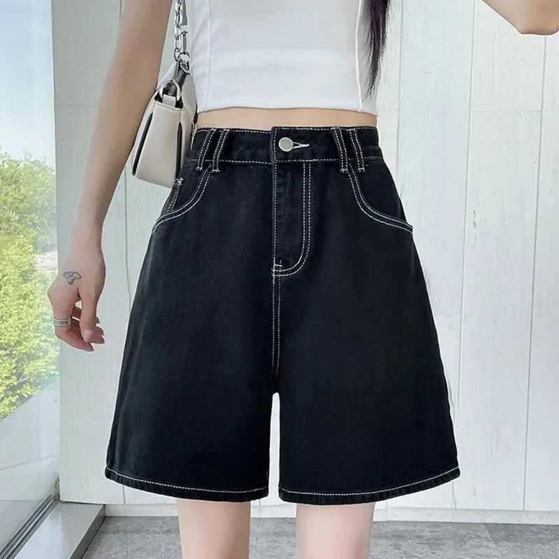 Summer High Street Lady Casual Short Jeans Girls High Waist Straight Leg Thin Pants Women Fashion Solid Denim Shorts M260319