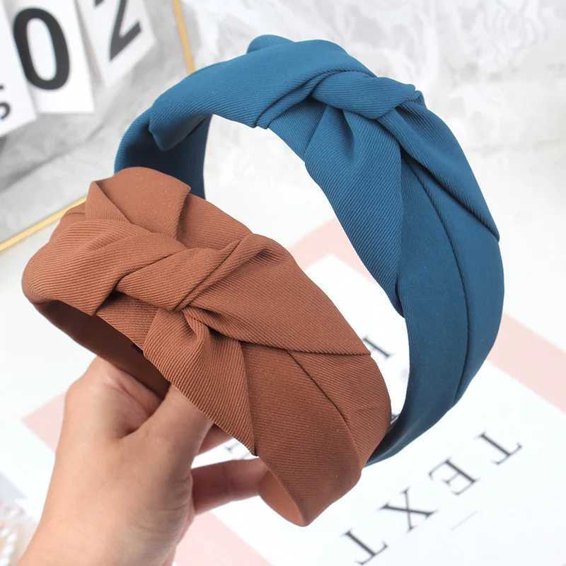 New Fashion Knotted Headbands for Women Solid Color Girls Cloth Hair Bands Wide Hairband Soft Hair Hoop Hair Accessories H260319