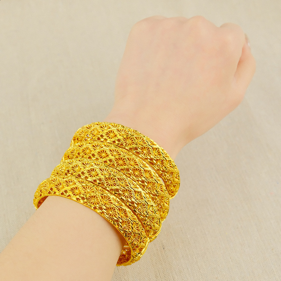 Dubai 24K Womens Bracelet Luxury Jewelry Designer Indian Bracelet Arab Wedding250807