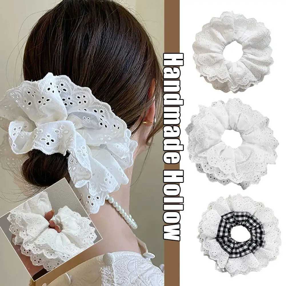 Big Flower Lolita Scrunchies for Women Elastic Hair Bands Ponytail Holders Tie Solid Color Hair Hoop Scrunchy Girl Hair Ring H260319