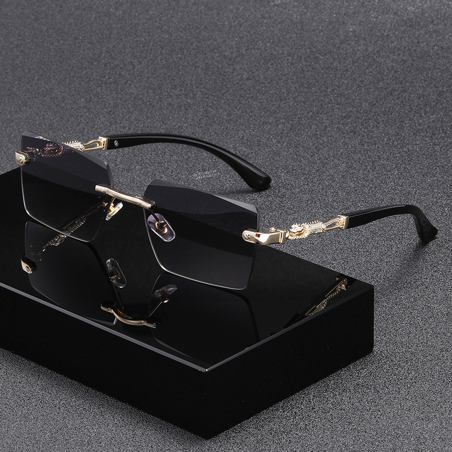 Luxury Brand Designer Sunglasses European And American Style Frameless Leopard Decor Sunglasses New Square Fashion Sunglasses